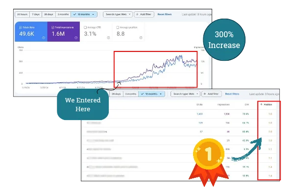 snapshot of our seo services result.